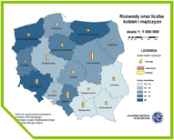Mapa tematyczna - Rozwody w Polsce